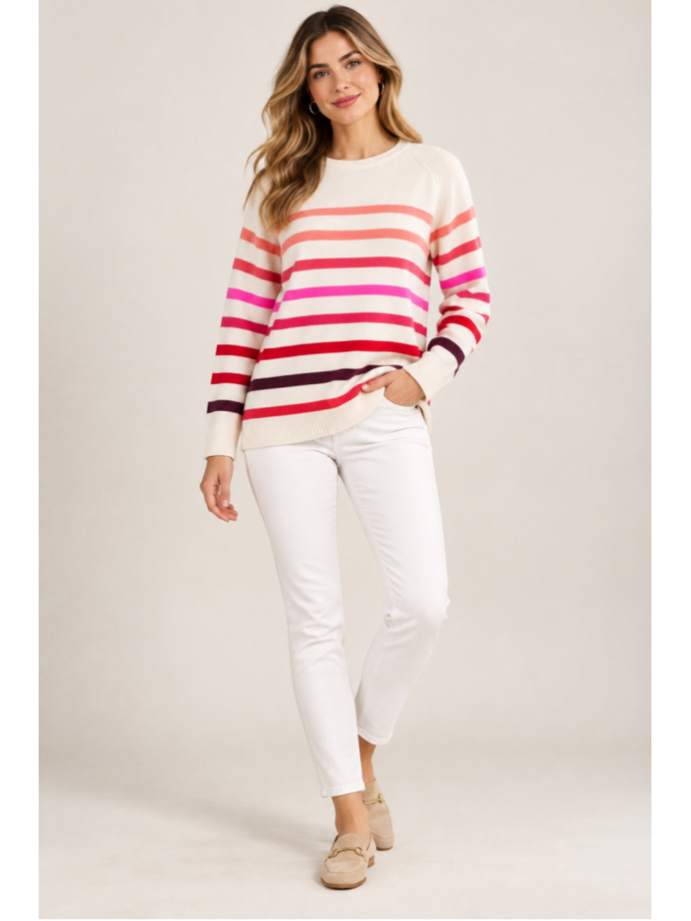 Talbots Plus Pure Cashmere Striped Sweater Size 2X NWT